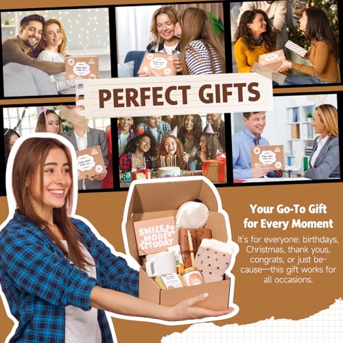 Gift Baskets for Women, 9pcs Unique Happy Birthday Gifts for Women, Thank You Basket Christmas Ideas Box w/Coffee Mug Her ...