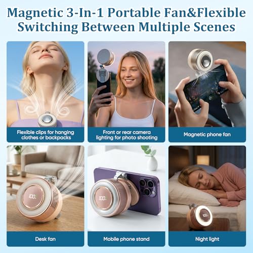 Portable Silent Mini Bladeless Electric Fan, 2026 New Mini Bladeless Fan Clip On,Small fan Clip on for Shirt & Waist,Adjus...