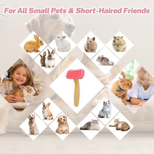 CLLGrocery Bunny Brush, Soft Silicone Small Animal Brush, Short Hair Dog Brush - Removes Loose Fur, Detangles & Massages f...