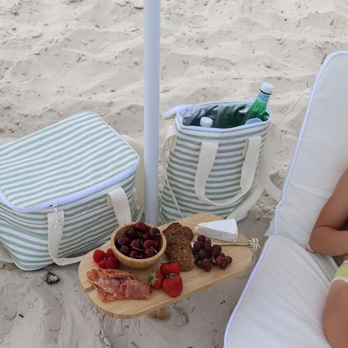 SUNNYLiFE Light Cooler Drinks Bag, Sea Sage Stripe, PP/PEVA/EPE Material, 13.39 x 9.45 x 4.33 inches, 0.73 lbs, Insulated,...