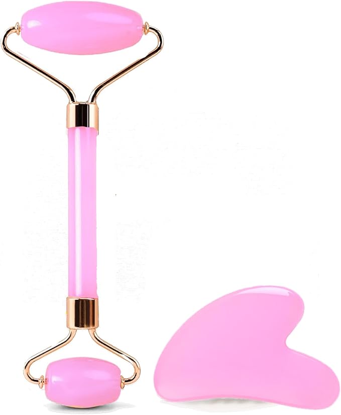 Ao Yee ZGL Gua Sha Facial Massage Tool and Roller Set, Facial Massager for Face, Neck, Arms, Eyes, Reduce Puffiness, Impro...