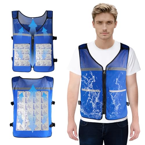 Leetye Mei Cooling Vest for Men&Women, Adjustable Reflective Ice Vest with Pockets, Ice Packs, Cool Jacket for Outdoor Worker