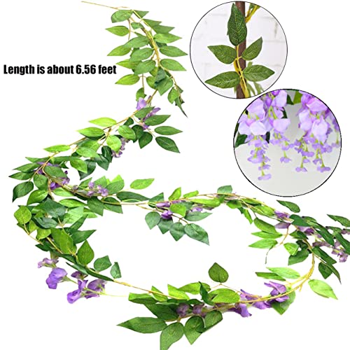 5 Pcs Purple Wisteria Garland Artificial Flower Arch Floral Garland Decor Fake Hanging Flowers for Wedding Arch