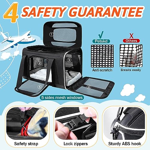 Petskd Top-Expandable Pet Carrier 18x11x11 Inches Delta American United Airline Approved, Soft-Sided Carrier for Small Cat...