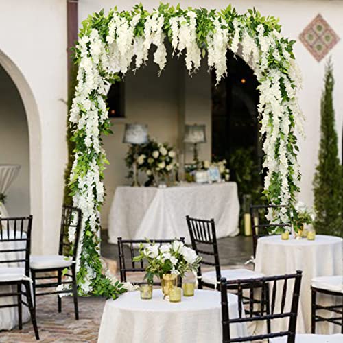 Apeair Wisteria Artificial Flowers Garland, 2Pcs Total 14.4ft Silk Faux Wisteria Vine Kit, Hanging Flower Plant for House ...