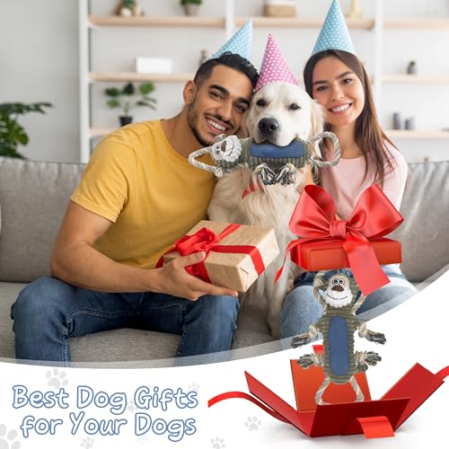 BUYPOW Funny Plush Dog Chew Toys, Squeaky Dog Toys, Interactive Tug of War Puppy Toys, Stuffed Dog Toys for Small, Medium ...
