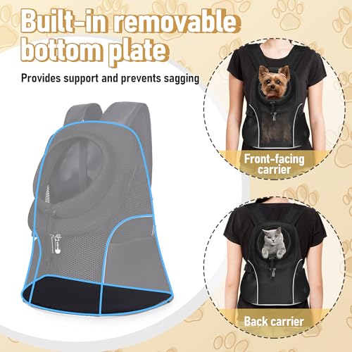 WOYYHO Pet Dog Carrier Backpack Small Dog Front Backpack Ventilated Mesh Dog Travel Back Pack with Safety Belt for Travel ...