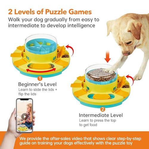 Potaroma Dog Puzzle Toy 2 Levels, Slow Feeder, Pup Food Treat Feeding Dispenser for IQ Training and Entertainment for All ...