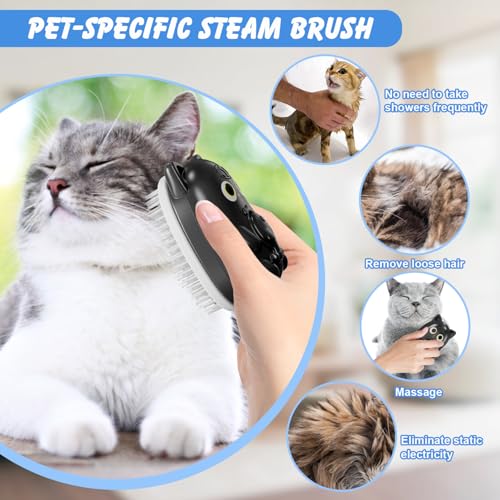 3 in 1 Cat Steam Brush for Shedding, Pet Steam brush for Dog & Cat Shedding & Grooming, for Long & Short Haired Pets, Spri...