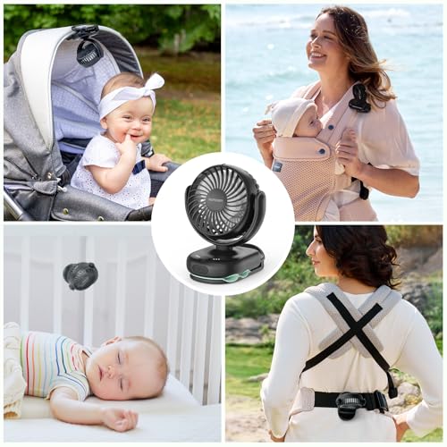 Momcozy Portable Stroller Fan with Clip | 4-Speed Mini-Fan for Carrier | Personal Fans Ultra Light 0.26lb | Gaps ≤4.5mm | ...