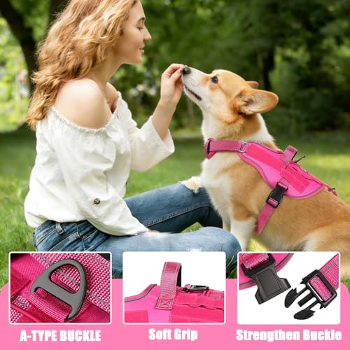 Service Dog Vest, No Pull Dog Harness Small Medium Sized Dog, Service Dog Harnesses and Leash Set, Reflective Easy Walk Do...