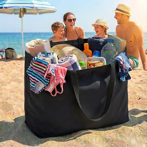 BasicList Extra Large Canvas Tote Bag - Big Reusable Grocery Shopping Heavy Duty Foldable
