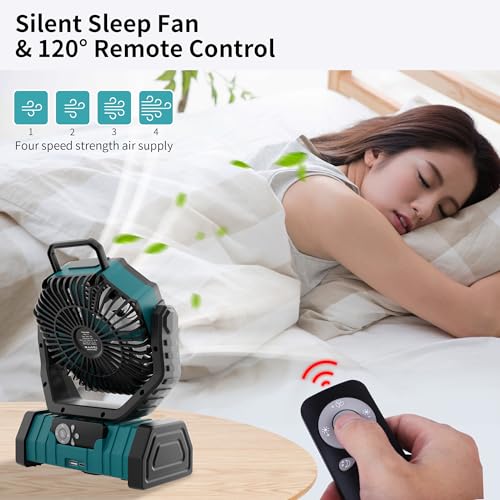 TDLOL 20000mAh Outdoor Camping Fan Battery Operated,Portable Rechargeable Battery Powered Fan with LED Light,360°Oscillati...