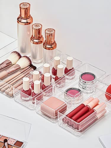 SMARTAKE 22-Piece Drawer Organizer with Non-Slip Silicone Pads, 4-Size Clear Desk Drawer Organizer Trays Storage Tray for ...