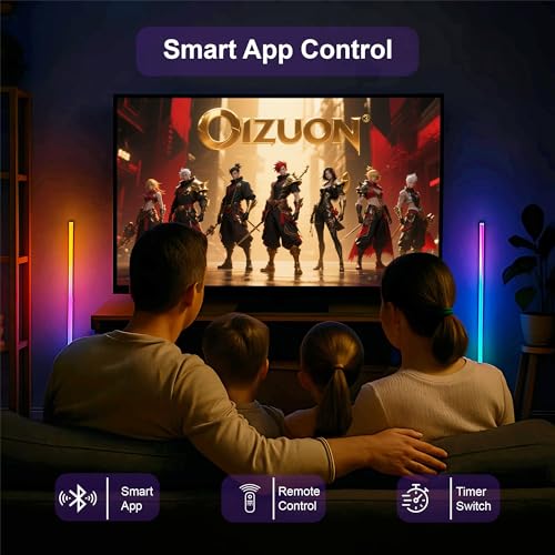 Oizuon 2 Pack Corner Floor Lamp – 57'' Tall RGB Lamp Modern Mood Lighting with 88 LEDs, Bluetooth App Control, and Sturdy ...