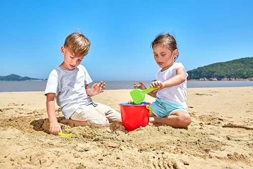 Hape Beach Basics Sand Toy Set Including Bucket Sifter, Rake, and Shovel Toys| Sand Toy Playset for Toddlers 18M+
