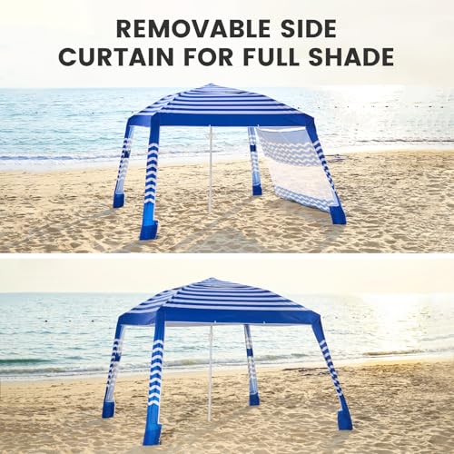 Zeraty Beach Cabana 8'×8', Portable Beach Canopy with Side Wall, Easy Pop Up UPF 50+ Silver-Coated Beach Tent Sun Shelter,...