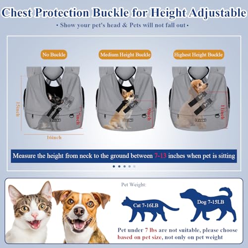 Petskd Dog Carrier Sling for Small Pet 7-15 LBS, Hands Free Front Facing Cat Sling Chest Carrier with Bottom Mat and Adjus...