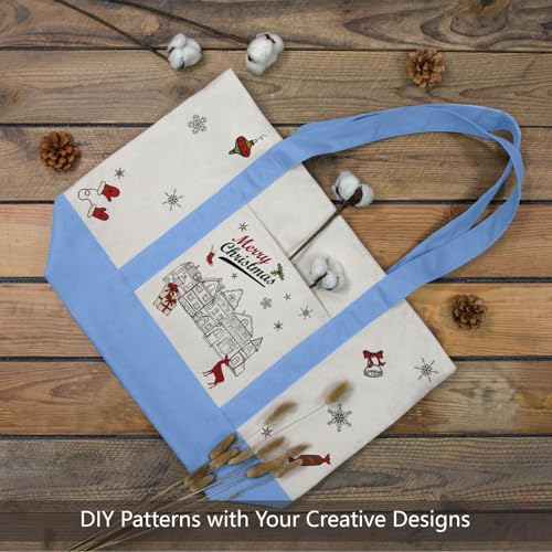 TOPDesign 1-Pack Canvas Tote Bag with an External Pocket, Reusable Grocery Shopping Bag, Top Zipper Closure, Daily Essenti...