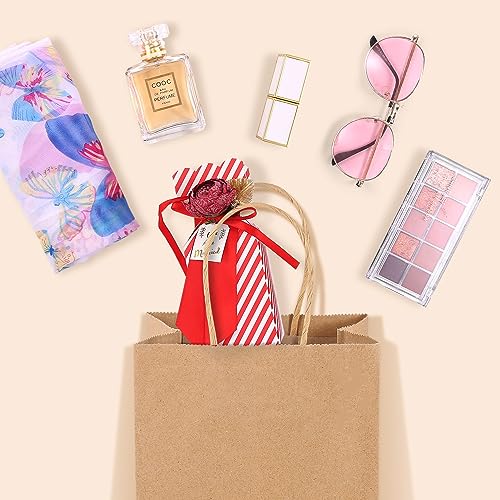 GSSUSA Brown Paper Bags 5.25x3.75x8 20Pcs, Small Gift Paper Bag with Handles Bulk, Graduation Gift, Sturdy Kraft Paper, Re...