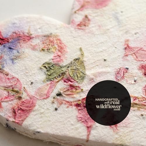 Set of 48 Pink Heart Seed Paper – Writable & Plantable Wildflower with Envelopes & Planting Guides, Mom's Gift for Mother’...