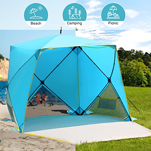 Old Bahama Bay Pop Up Beach Tent, Portable Shade Sun Shelter UPF50+ UV Protection for 4 Person Extendable Floor for Fishin...