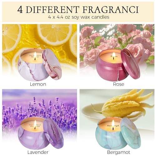 Scented Candles Gift Set for Women with Sayings, 4 Pack Aromatherapy Candles with Four Scents, Birthday Mothers Day Inspir...