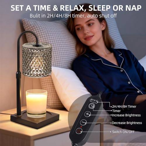 YAYIT Candle Warmer Lamp with Timer Dimmer Adjustable Height, Candle Warmer with 2 Bulbs for Jar Candles, Home Decor, for ...