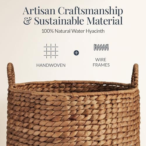 Best Choice Products 2-Piece Round Nesting Baskets W/Handles, Handwoven Water Hyacinth, Plant Holder, Laundry Basket, Stor...