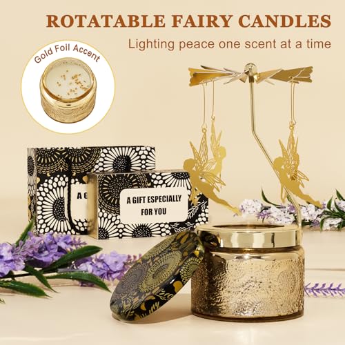 Magic Fairy Gifts for Women, Rotating Lavander Scented Candle with Gift Box Bag, Unique Birthday Gift for Mom Wife Daughte...