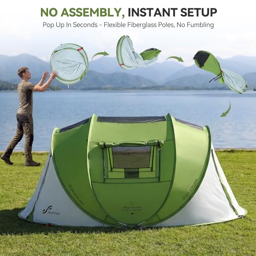 Sportneer Camping Tent: 2 Adults Pop Up Tent with Rain Fly and Carrying Bag - All-Weather Shelter for Camping Backyard Sle...