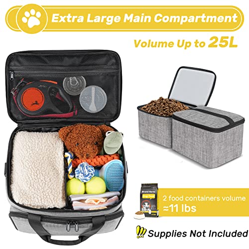 Abrimelodi 6 Set Dog Travel Bag, Large Pet Travel Kit for Supplies Includes 2 Food Containers, 1 Pet Organizer for Dogs, 2...