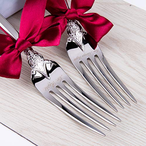 Personalized Wedding Dinning Set of 2 Forks Custom Engraved Forks Mr Mrs Anniversary Bridal Shower Gift Keepsake (Vintage ...