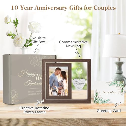 10 Year Anniversary Picture Frame Gifts for Couple 10 Year Anniversary Decorations Gifts for Wife 10 Year Gift Anniversary...