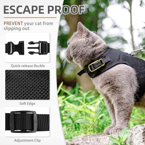 PUPTECK Soft Mesh Cat Vest Harness and Leash Set Puppy Padded Pet Harnesses Escape Proof for Cats Small Dogs Rabbits Bunn...