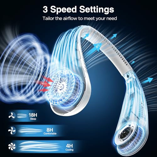 Hotsales Neck Fan, Hands Free Bladeless Neck Fans Portable Rechargeable, 6000 mAh Battery Operated Wearable Personal Fan, ...