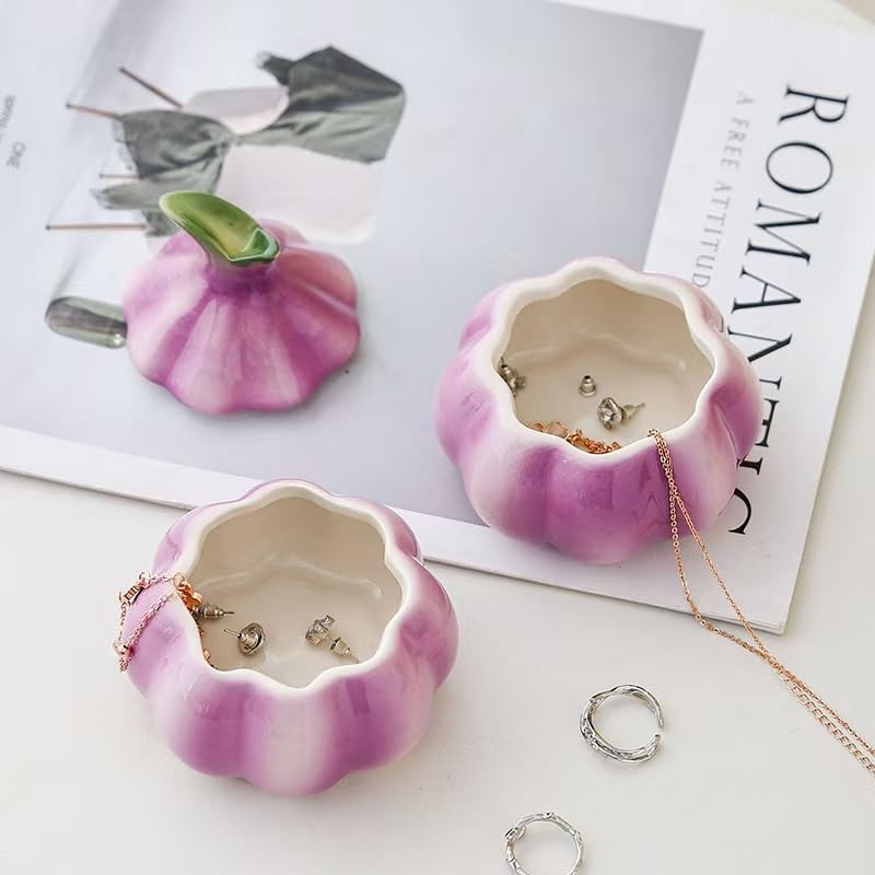 Youfui Trinket Tray Decor, Onion Shape Decorative Ring Tray, Necklace Earrings Jewelry Organizer Holder, DIY Candle Holde...