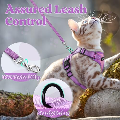 rabbitgoo Cat Harness and Leash Set, Escape Proof Soft Adjustable Vest Harnesses for Outdoor Walking, Easy Control Breatha...