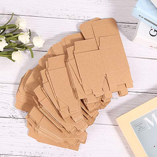 DCQRY 50PCS Kraft Paper Box Candy Bags Bulk Folding Retro Gift Boxes Mini Gift Wrapping Box Craft Carton Set for Christmas...