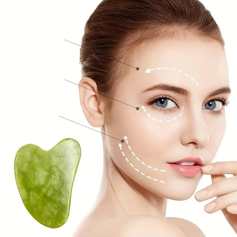 Gua Sha Facial Tool for Self Care, Natural Jade StoneGuasha Tool for Face and Body Care, Beauty Tool GIF