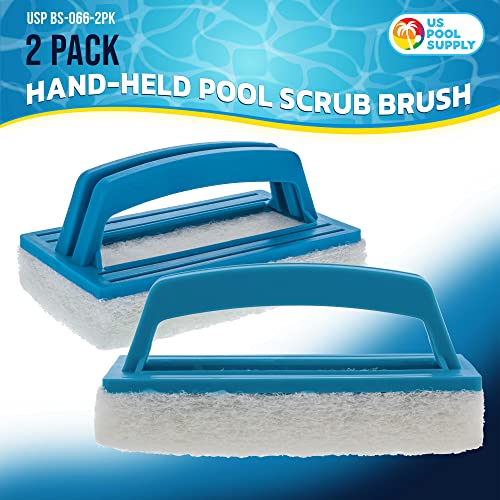 U.S. Pool Supply Hand-Held Pool Scrub Brush, 2 Pack - Scrubbing Scouring Sponge Pad - Clean Pool Tile & Grout, Walls, Viny...