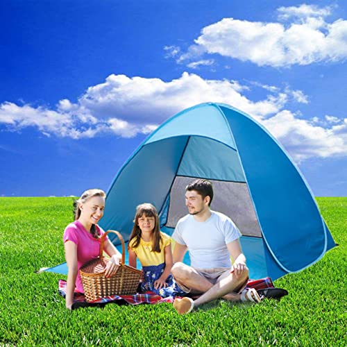 Pop Up Beach Tent – for 3-4 Person UPF 50+ UV Sun Protection Beach Shade Pop Up Sun Shelter with Carry Bag and Tent Stakes...