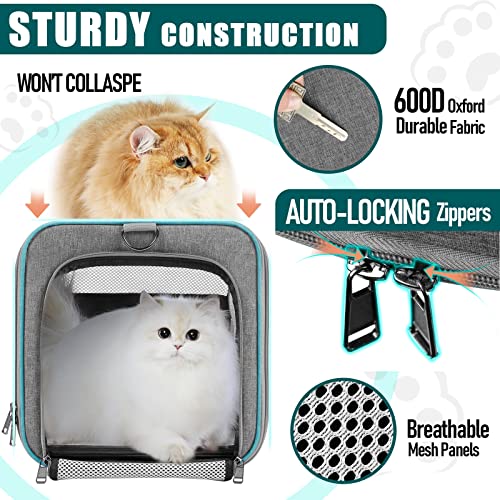 GAPZER Pet Carrier for Large Cats 20 lbs+ / Soft Sided Small Dog Travel Carriers Top Load/Collapsible Carrier Bag for Big ...