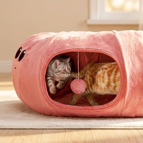 VIEFIN Cat Tunnel Bed with 20 Cat Toys, Collapsible Play Tunnel for Indoor Cats, Kitten Toys for Indoor Kittens, Octopus S...