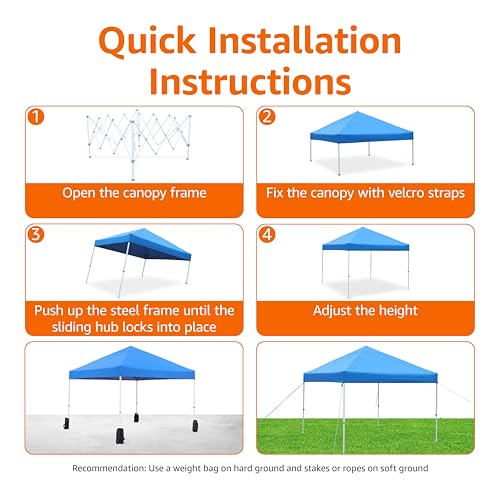 Amazon Basics Outdoor Pop Up 10 x 10 Canopy Tent for Events, Portable with Easy Setup, Sun Shelter for Outdoor Activities,...