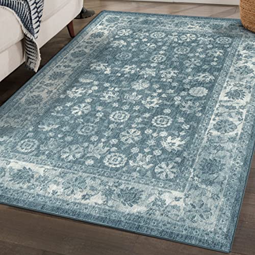 LUXE WEAVERS Patricia Collection 125 Blue 5x7 Oriental Floral Area Rug