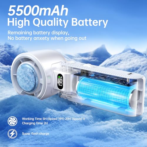 Coolhill Handheld Portable fan with Turbo Cooling - Hand Held Fan Pro Rechargeable, 1-199 Speeds, Up to 12Hrs Battery Lif...