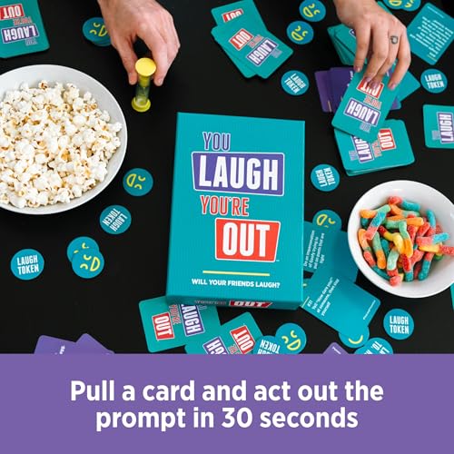 You Laugh You're Out [A Party Game with Hilarious Charades Family Card Games for Adults & Teens, 125 Prompt Cards Fun for ...