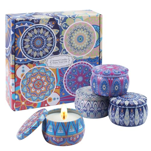 Scented Candles Gift Set for Home - 4 Pack Large 4.4 Oz Soy Wax Candles, Aromatherapy for Relaxation & Stress Relief, Lave...