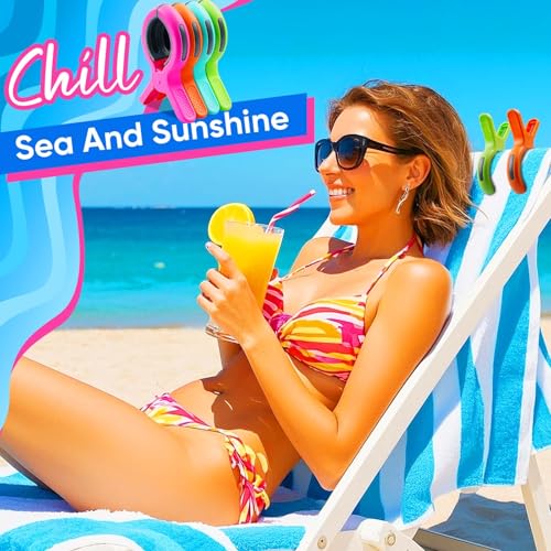 HiGift Beach Towel Clips for Beach Chairs, Towel Holder for Pool Lounge Chair Cruise Essentials, 8 Pack Jumbo Size Clothes...